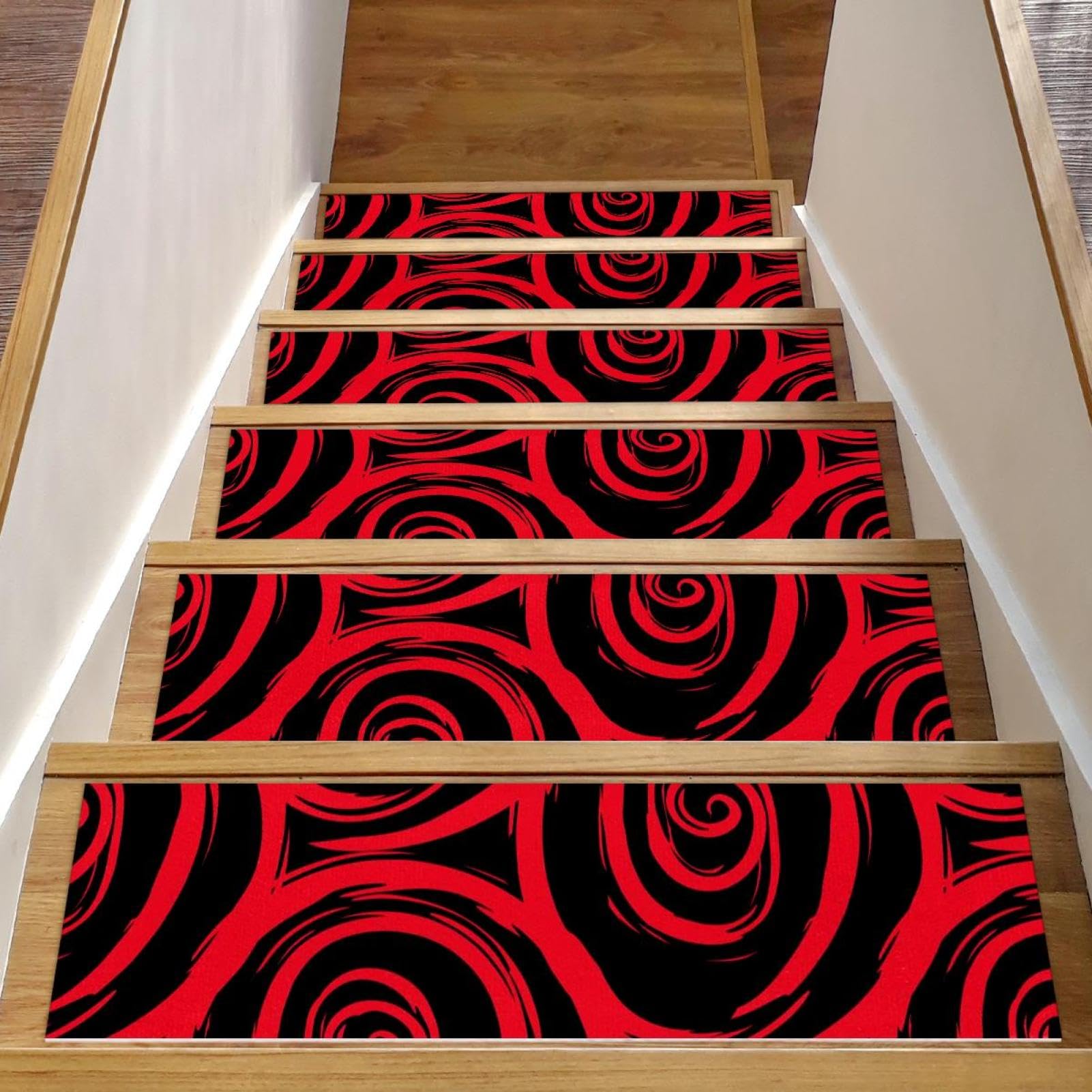 Tapis d'escalier antidérapants motif roses pour protéger enfants et seniors