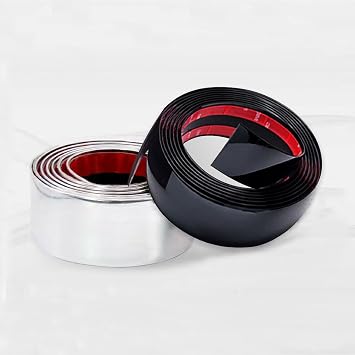 Width 2 inch 50mm Self Adhesive Auto Trim Molding Strip Scratch - Proof Car/Truck/RV Exterior & Interior Molding Trim Universal Bumper Window Door Body Side Decorative Strip 8Ft, Chrome Silver