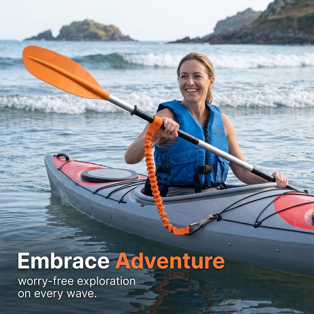 Leash pagaia kayak, corda pagaia anti smarrimento, laccio remo canoa SUP, leash elastico pagaia barca pesca, accessorio sicurezza kayak canoa escursioni acqua