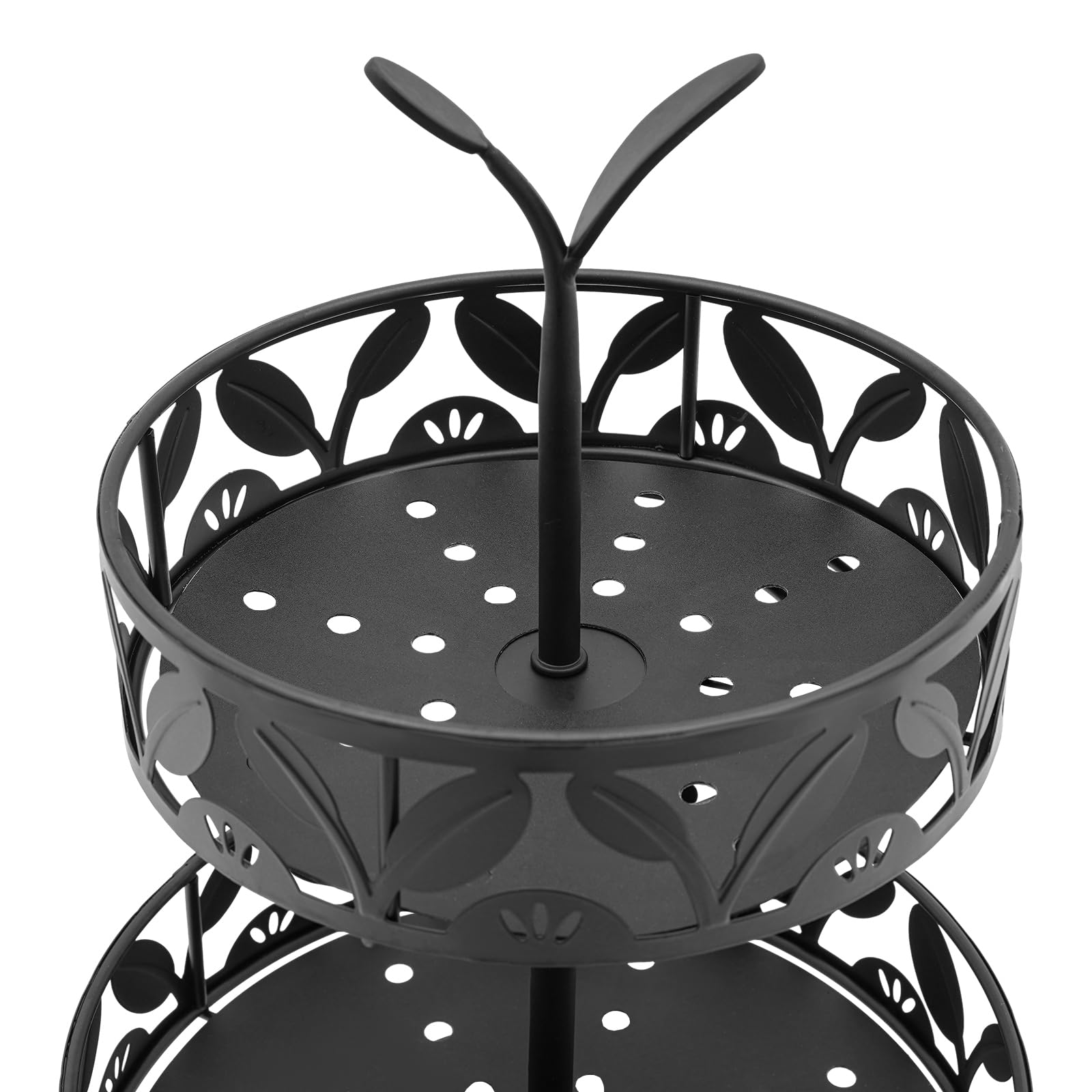 SailorMoon Frutero de 3 niveles, 3 niveles, capacidad de carga de 15 kg, frutero de hierro, práctica cesta de frutas, cesta de verduras para fiestas, bodas y uso en la cocina, color negro