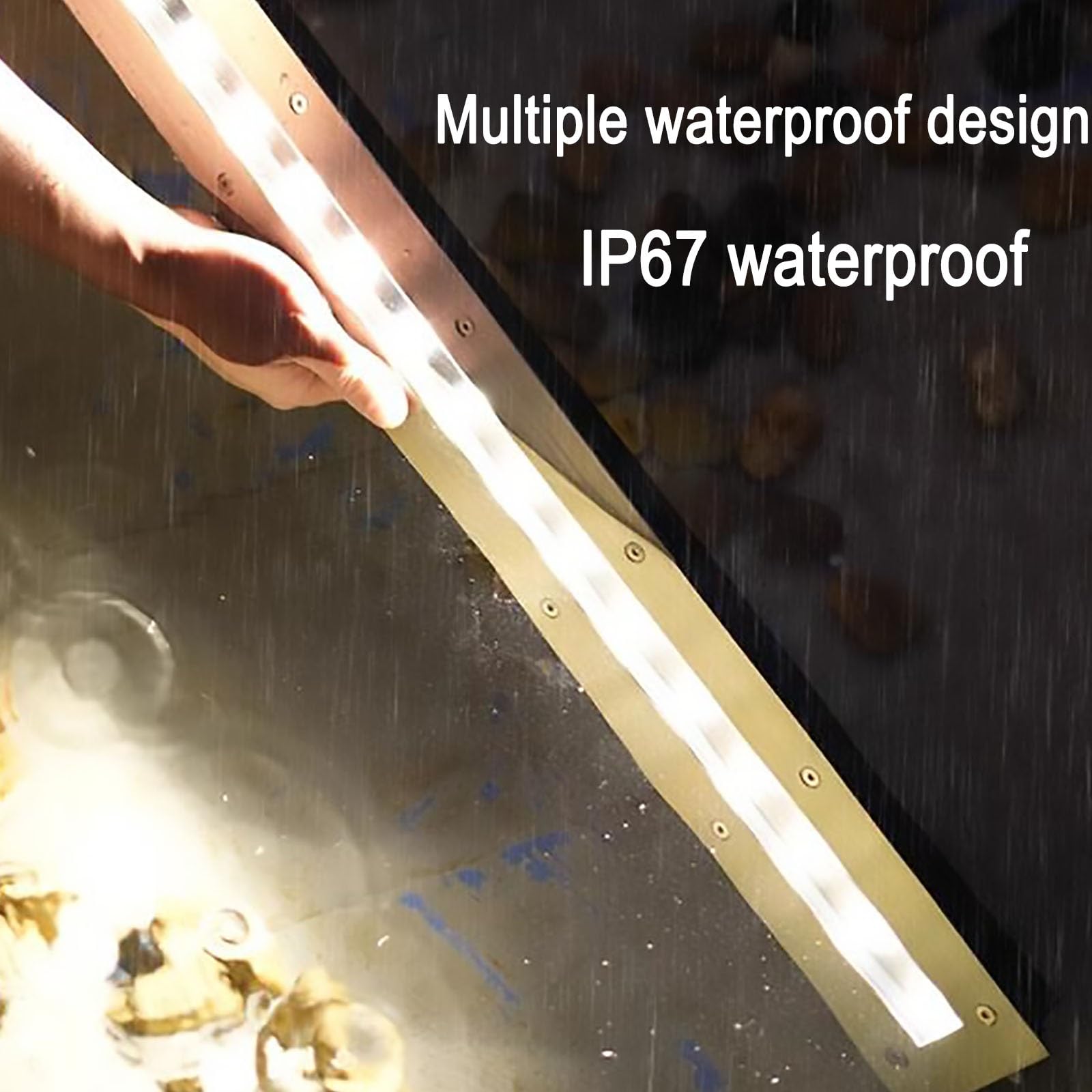 Foco de Exterior Rectangular para Suelo, Luces subterráneas de Tira Larga de 220 V CA, Foco LED para jardín Empotrado a Prueba de Agua IP67, para iluminación de paisajes de césped, terrazas,