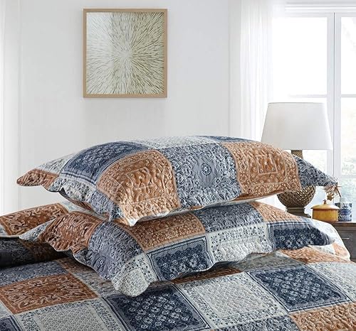 Miniatura 220 de Travan - Juego de edredón de 3 piezas reversible y ligero, ropa de cama con fundas de almohada para todas las estaciones, estampado floral marrón