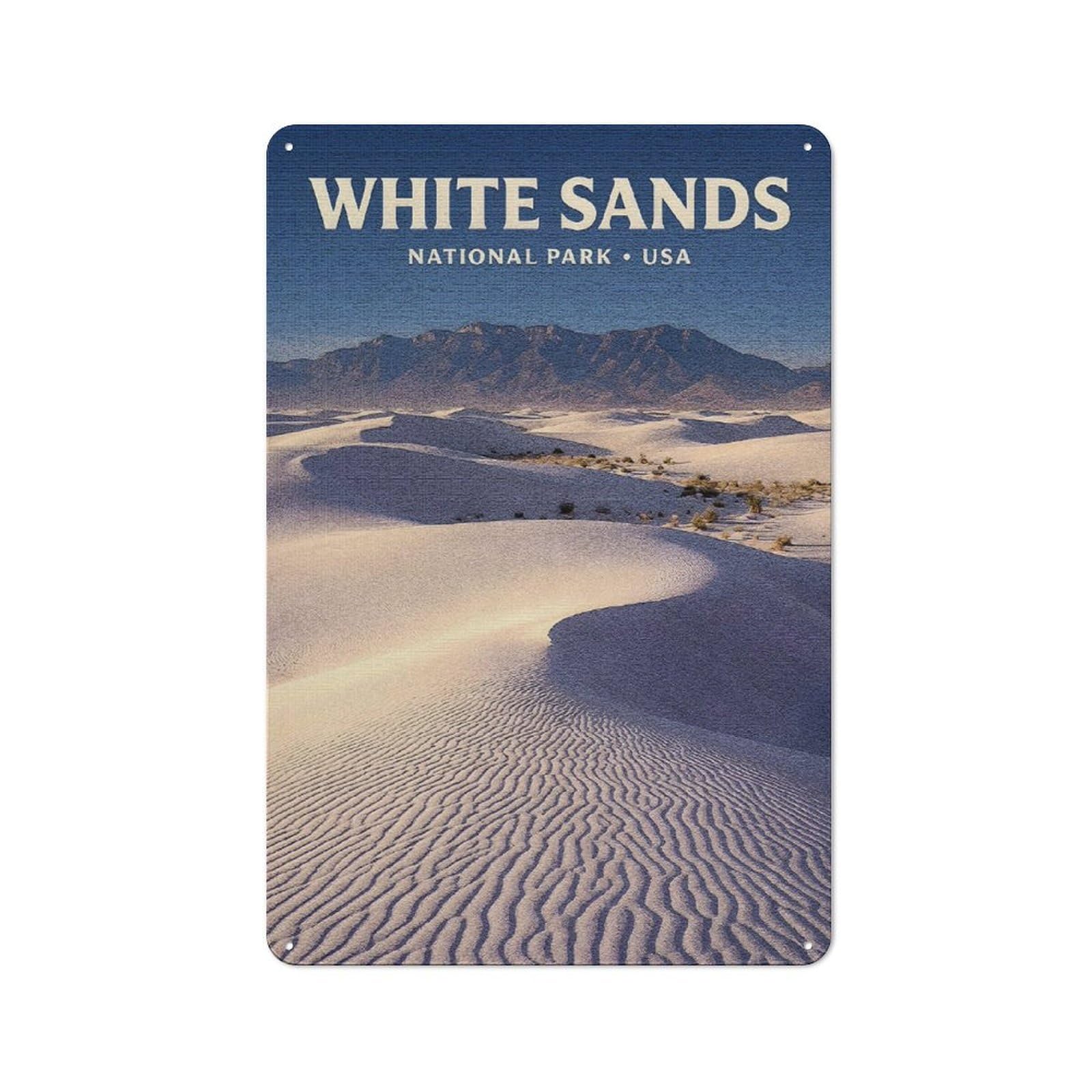 Junmoney Style-5 White Sands National Park Vintage Metal Plaque 30X20cm For Hobby Room Or Studio, Suited To Hobby Room Decor Fans