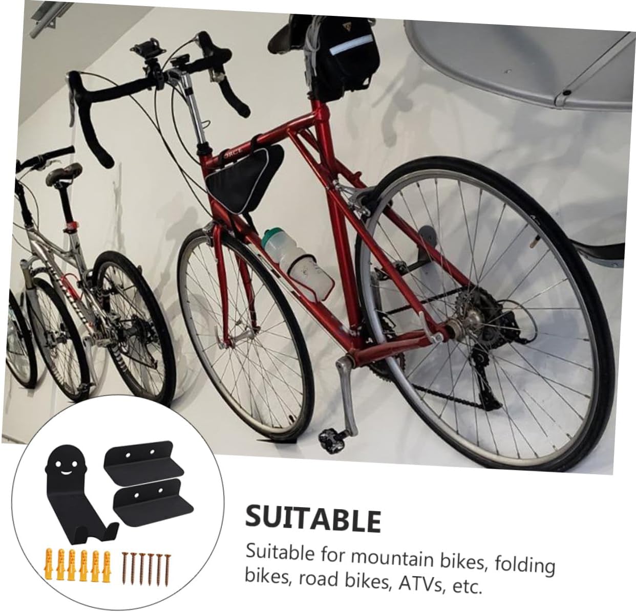 HEALLILY Heavy-duty Metal Bike Wall Mount Rack Triangle Structure Garage Bicycle Storage Hook for Indoor Use Easy Installation Space Saving