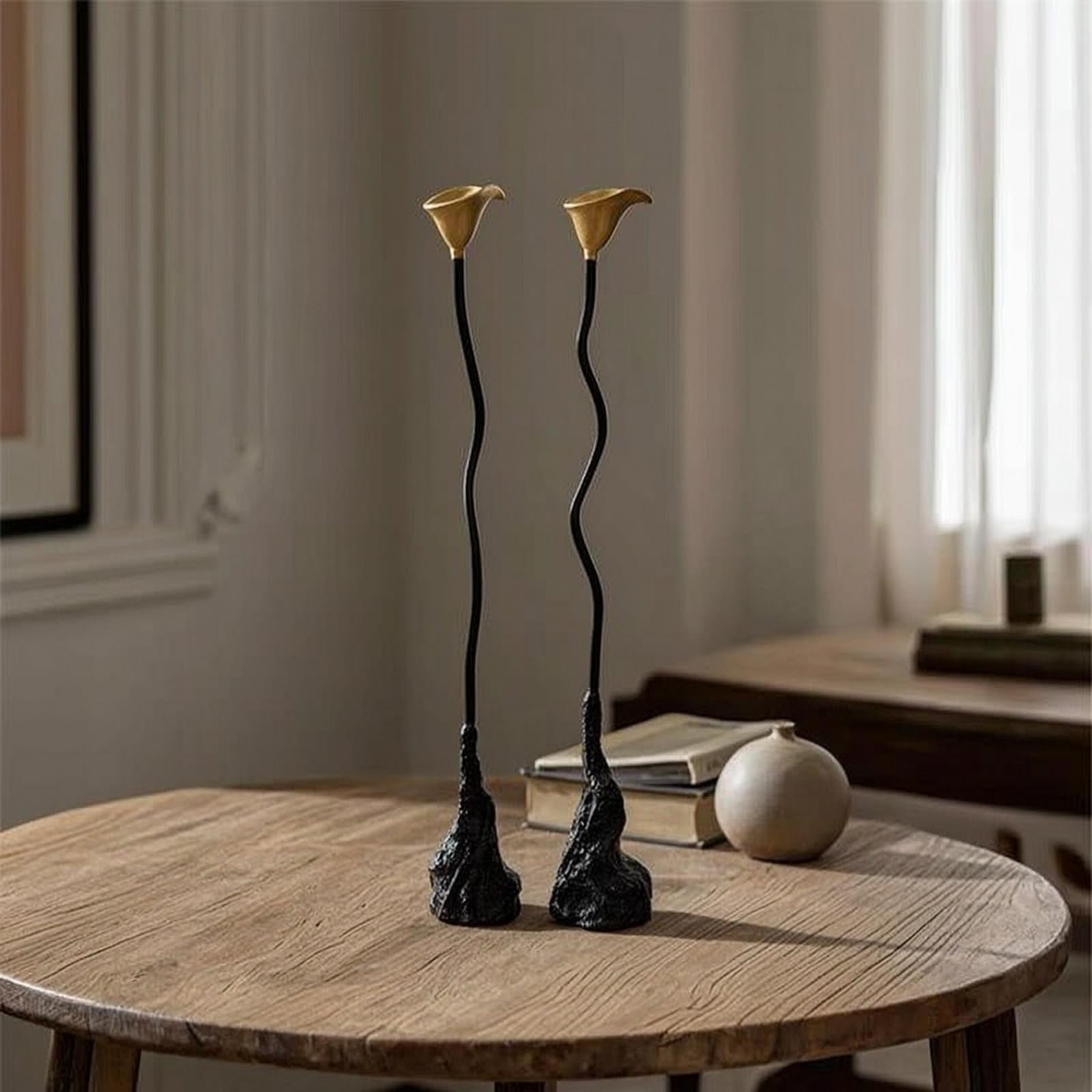rockible 2 Pièces Chandelier avec Tige Ondulée Design Bougeoir sur Tige Décoration pour Bureau