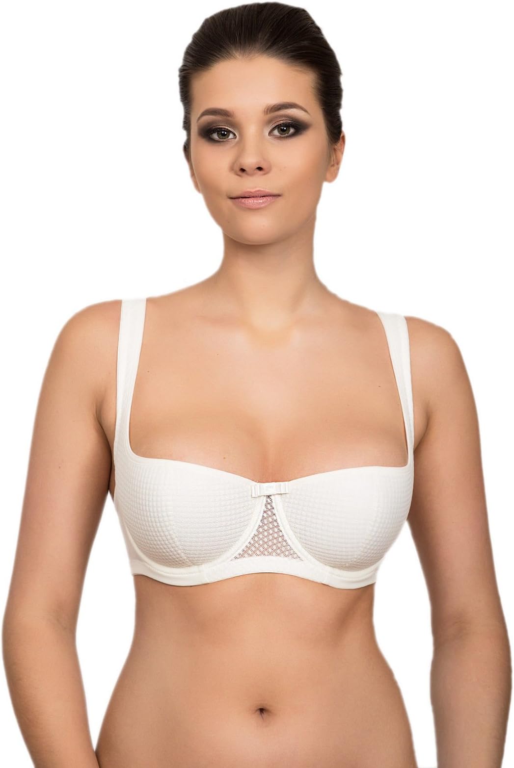 Delicate Balconette Bra in Natural White and Black, Size A-F