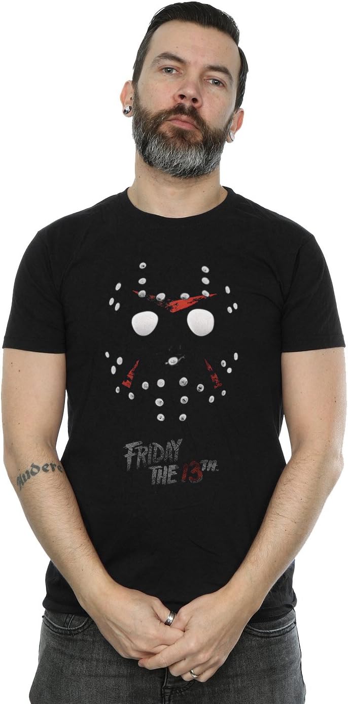 Friday 13th Men's Jason Hockey Mask T-Shirt Large Black