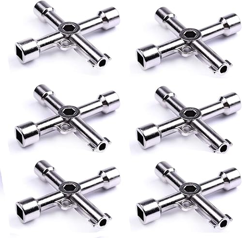 Miniatura 8 de Llave de gabinete eléctrica, llave de 4 vías 4 en 1, llave cruzada de triángulocuadradopanel para grifo, medidor de gas, válvula, espigas, apertura