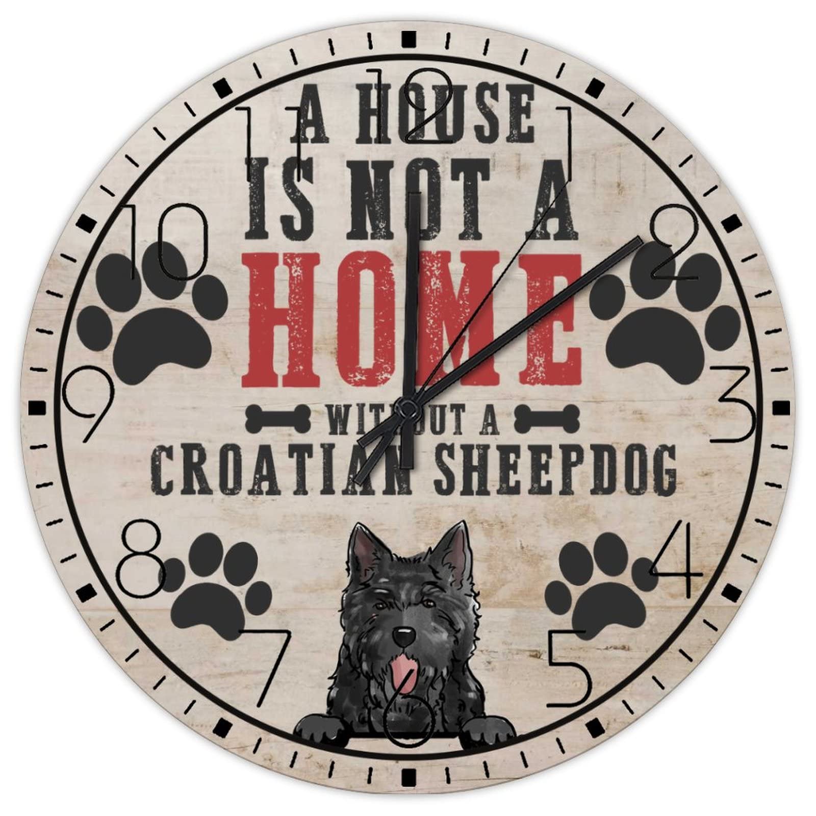 Horloges murales silencieuses de 38cm avec motif de chien dessin animé pour la maison