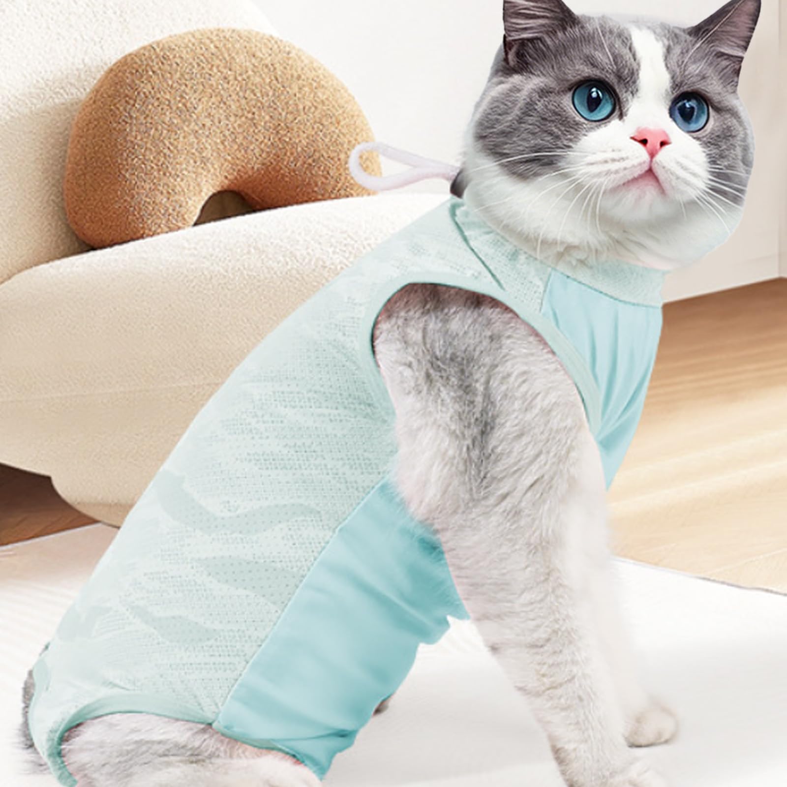 Bvxchg Cat Recovery Suit, Breathable Kitten Onesie After Surgery for Preventing Licking and Biting, Blue - Image 4