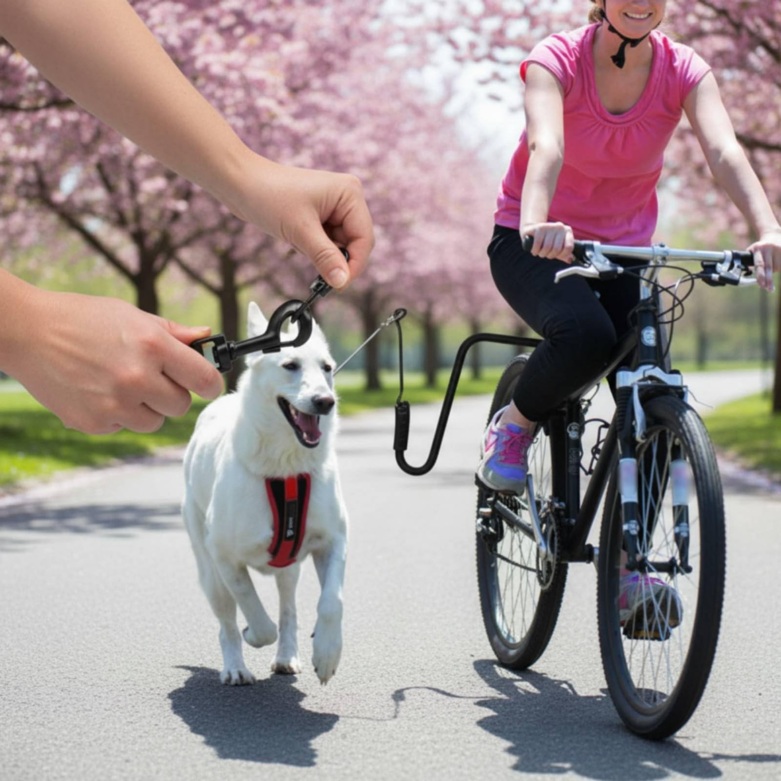 Bike Towing Rope Correa para Bicicleta Correa de Perro Accesorio de Ciclismo Correa Antitirones Metal Que Reduce Tirones y Mantiene Distancia de la