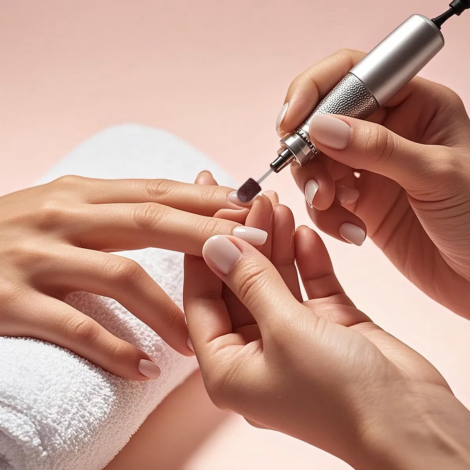 100 Pezzi Cappucci Abrasivi per Manicure, Set di Tappi Abrasivi per Unghie con 4 Alberi per Lucidatura e Levigatura, 10 mm Set di Fasce Abrasive per Manicure Pedicure