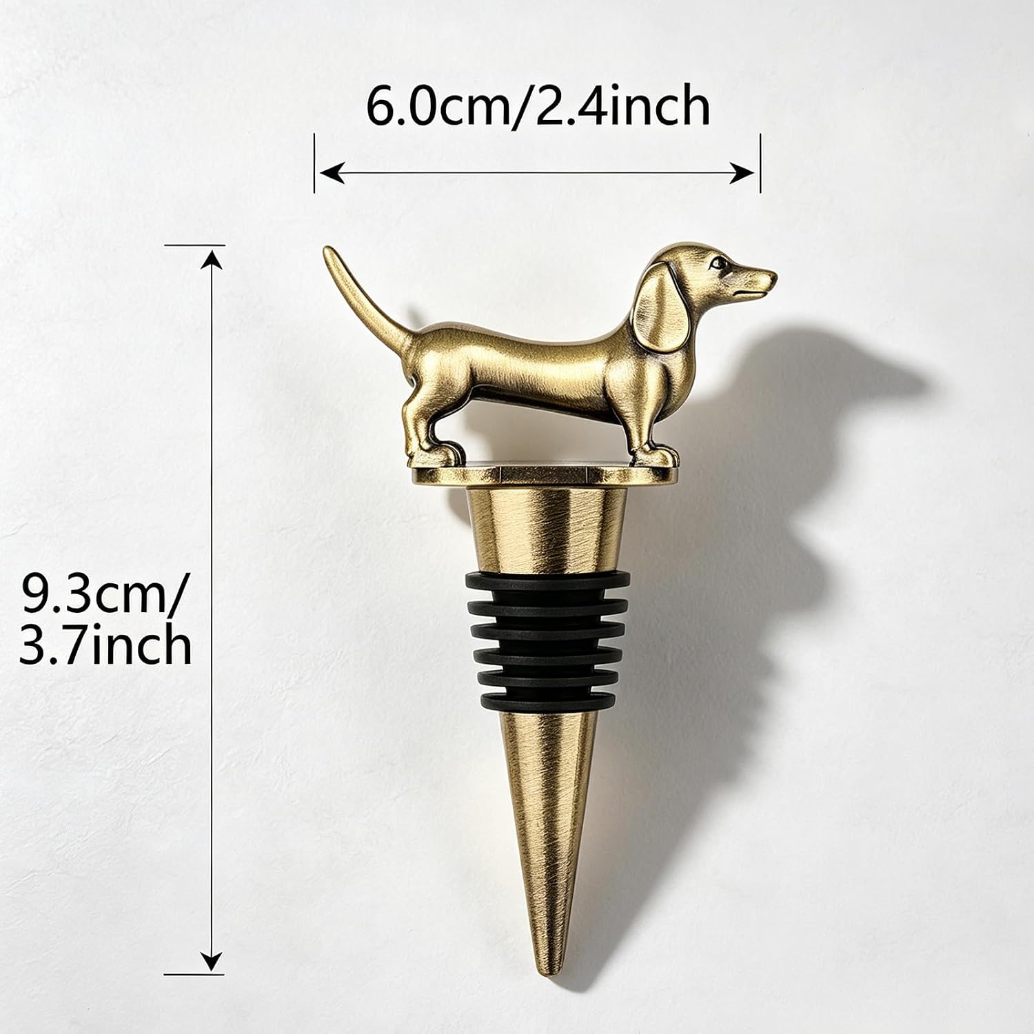 LKKCHER Dachshund Bottle Opener & Wine Stopper Bar Gift Set, Wiener Dog Themed Gifts for Men Women Dog Lovers, Ideal Birthday Father's Day Xmas Present, Bronze with Gift Boxes and Cards