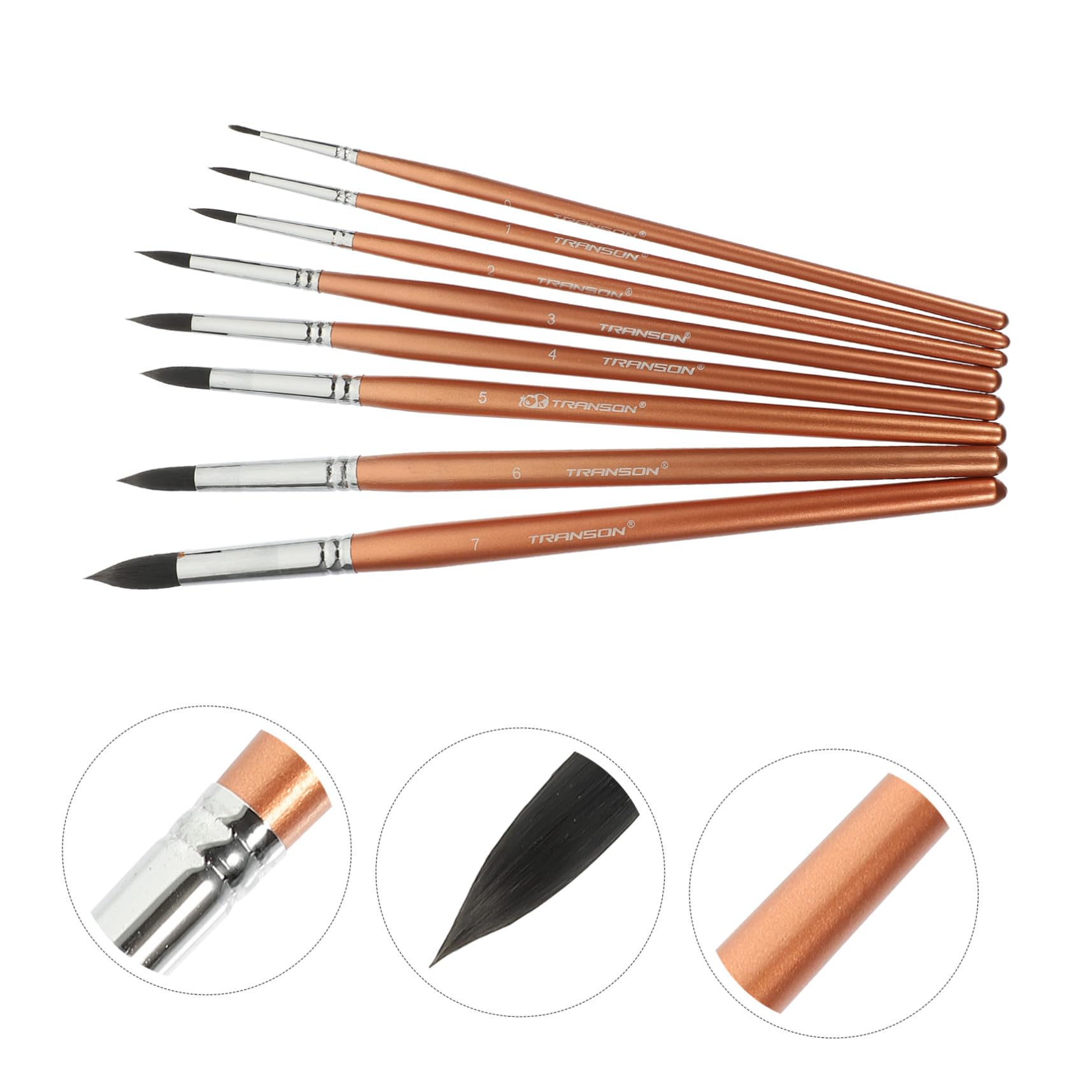 8 Piezas Pinceles Ergonómicos para Pintura Artística Mezcla de Pelo Animal para Acuarela y Óleo Cómodos y Duraderos para Uso Doméstico y Práctica Creativa