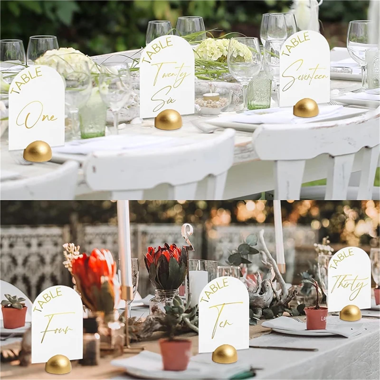 Goldene Tischkartenhalter, 12 Stück, Holz-Memo-Clip-Ständer for die Dekoration von Tischnummern bei Hochzeiten