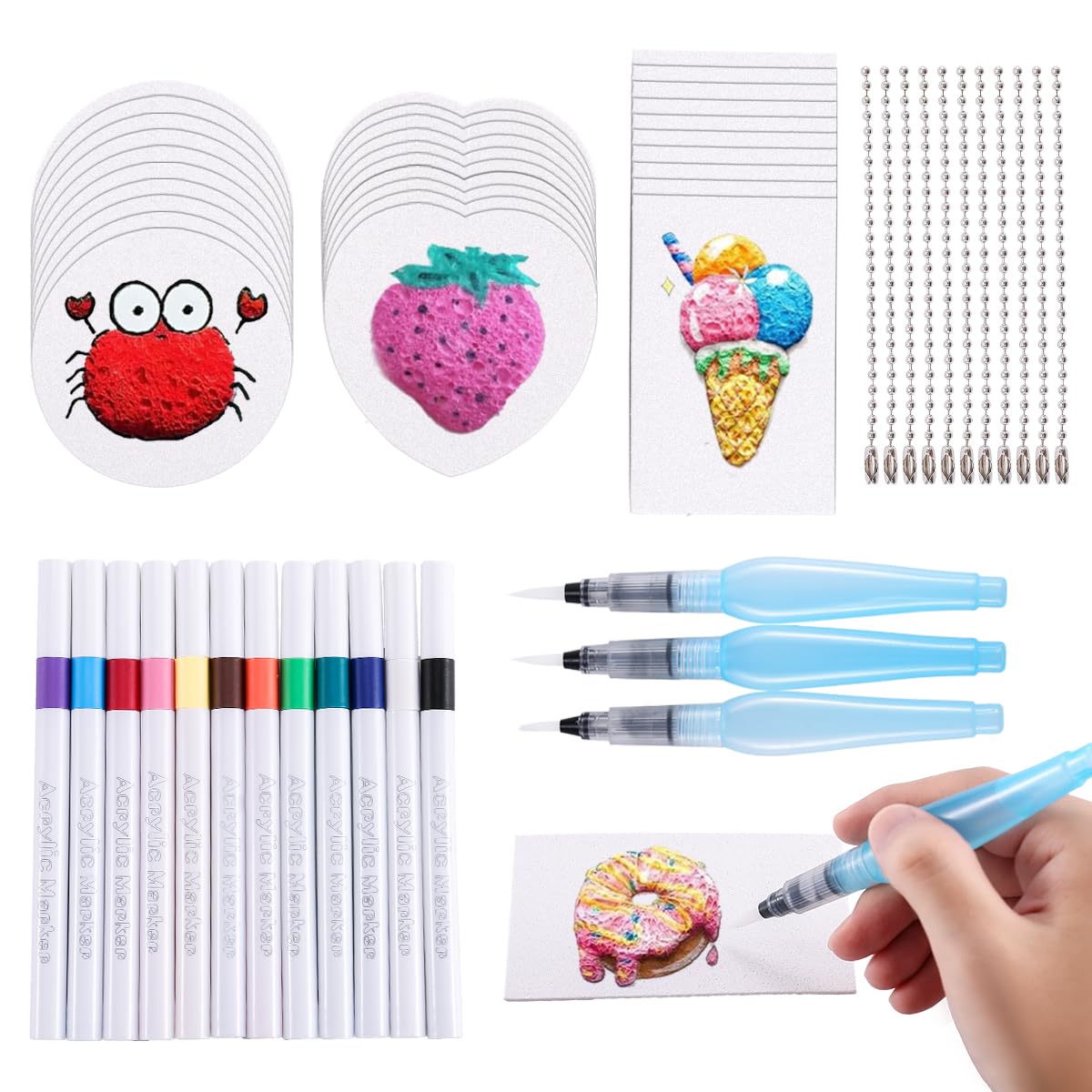 Magic Foam Texture Painting Kit,3D Magic Puffy Paint Including 30Pcs Foam Texture Paper,12 Colors Watercolor Pen,DIY Bubble Drawing Pens Art Supplies