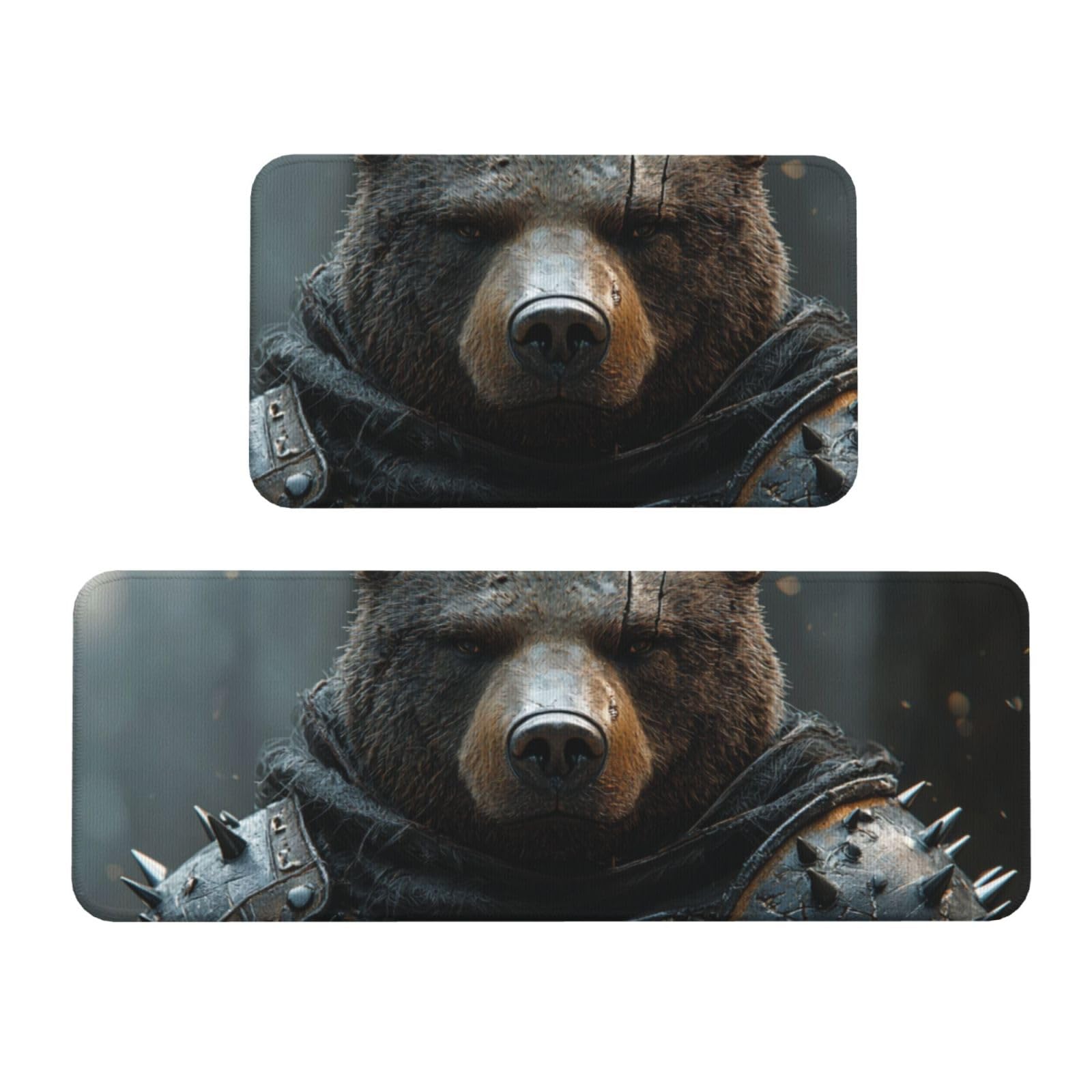 Juego de tapetes de cocina Bear In Armor acolchados y lavables para un hogar cómodo