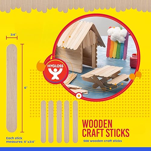Miniatura 8 de Hygloss 72210 - Palitos de madera natural, tamaño jumbo de 6 pulgadas, paquete de 100 unidades