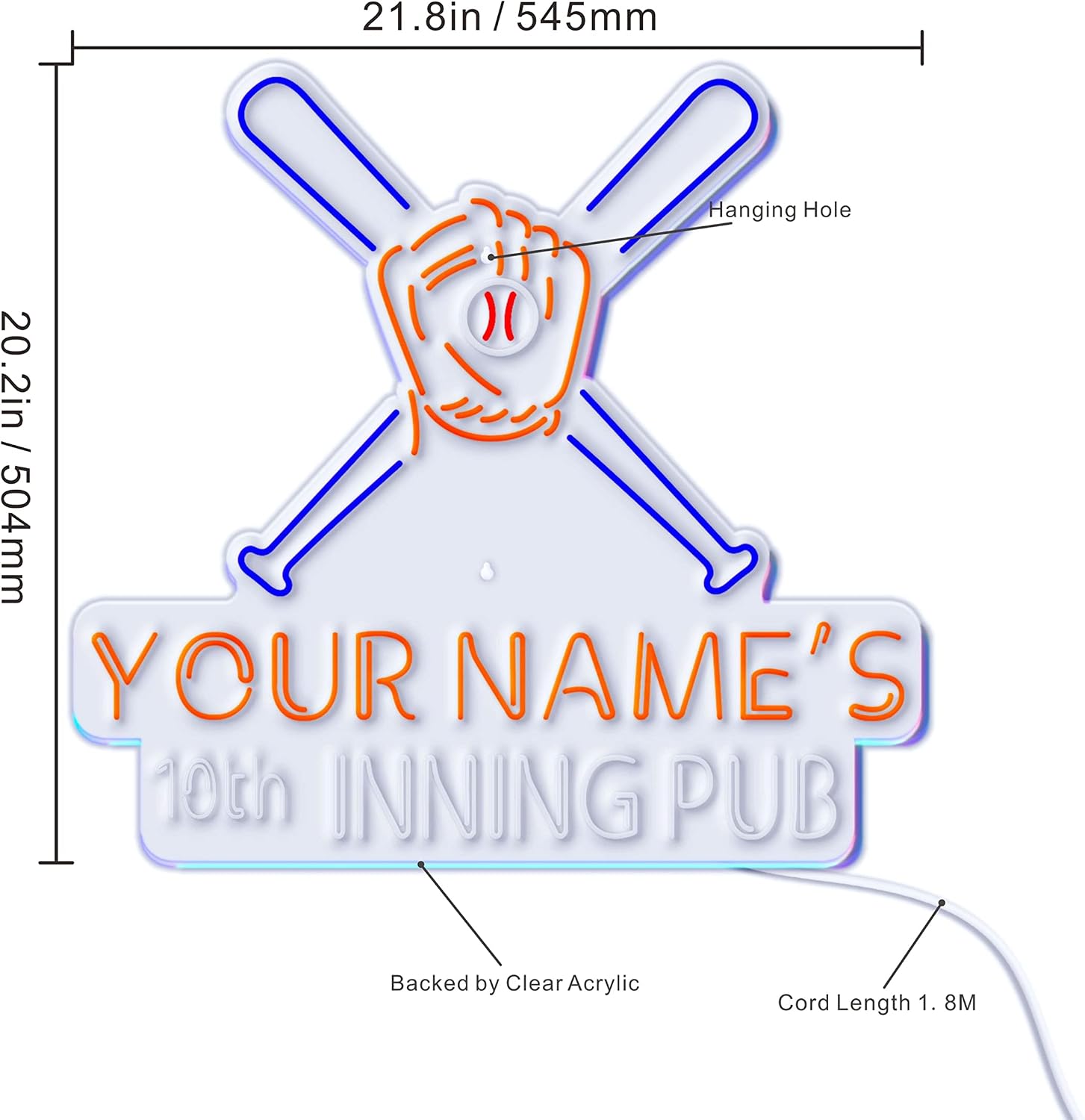 ADVPRO 10th Inning Pub Personalized Ultra-Bright LED Neon Sign - Multi-Color 5 - st16s55-fn-p0027-tm-m5
