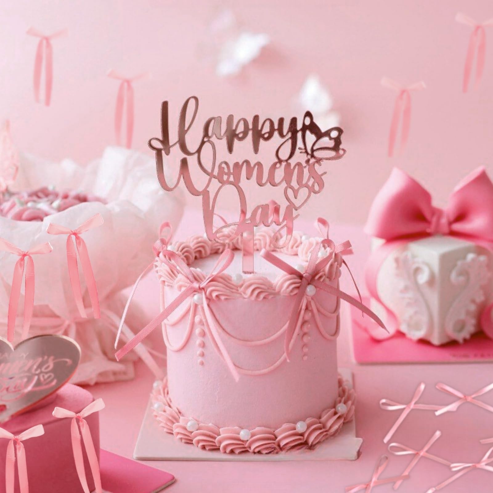 Tortenaufsatz Schleifen-Set – 12 Stück, Für Kuchen-Dekoration, Hochzeit, Babyparty, Geburtstag