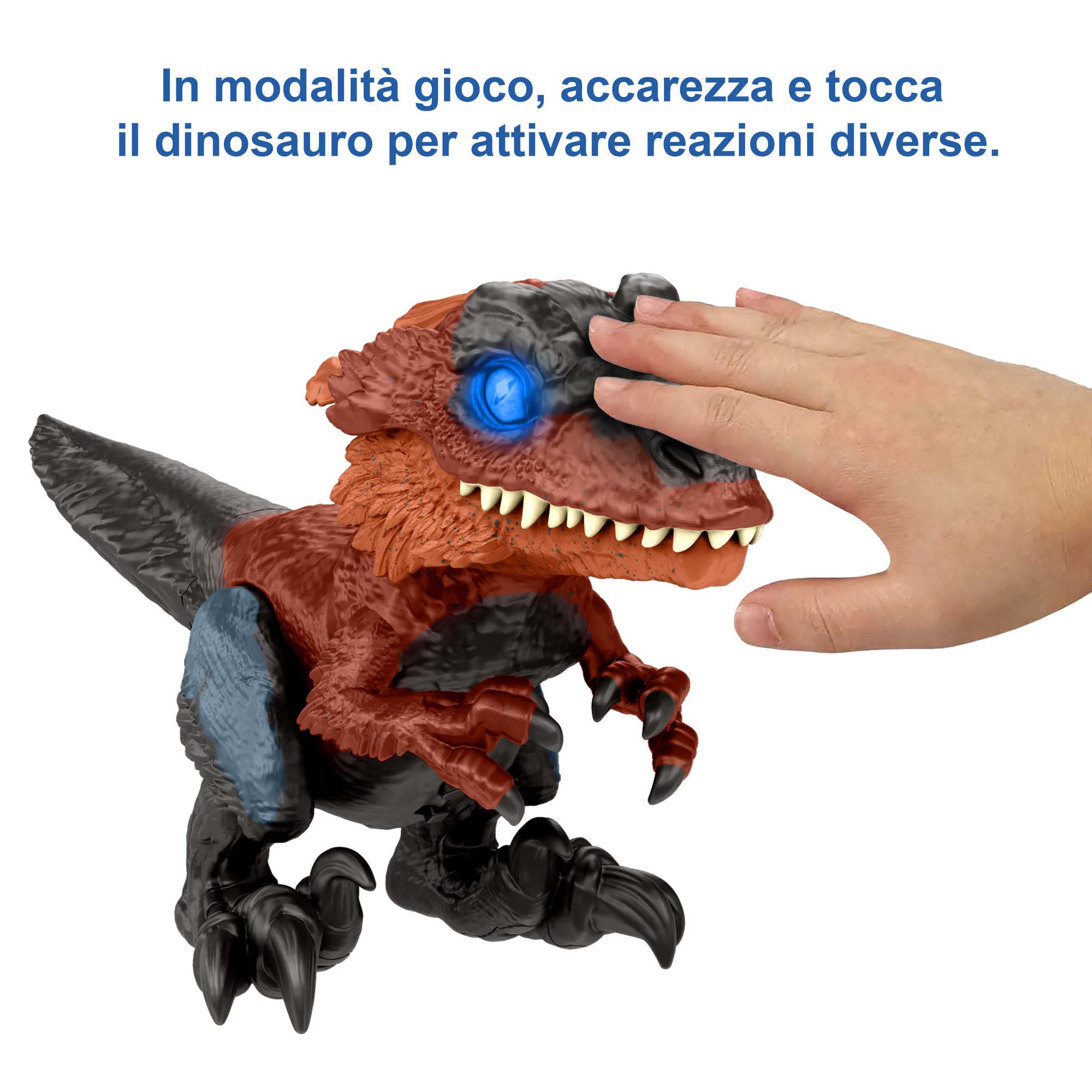 Mattel Jurassic World - Dominion Uncaged Creature Ruggenti, Dinosauro Piroraptor, con movimenti interattivi e suoni che si attivano al tocco, Giocattolo e regalo per Bambini 4+ Anni, GYW89