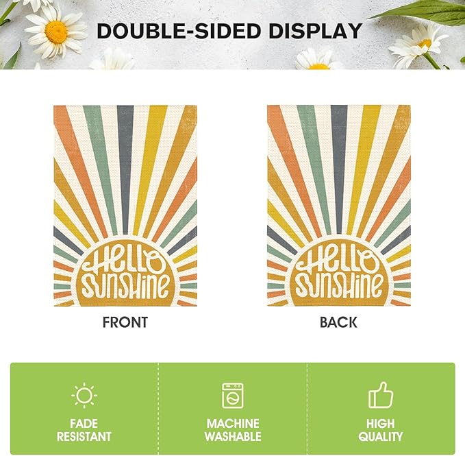 Hello Sunshine Classic Garden Flag 12 x 18 Inch Doble Cara Exterior miniatura 6