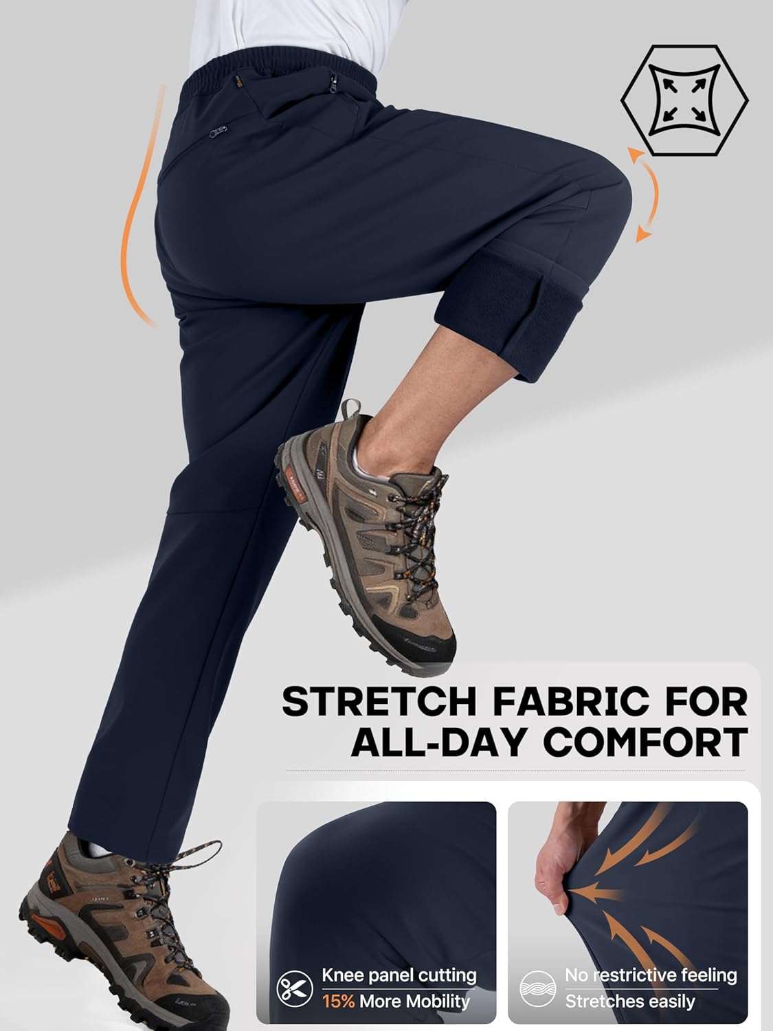 FREE SOLDIER Men's Fleece Lined Winter Pants Waterproof Warm Sweatpants Athletic Thermal Pants