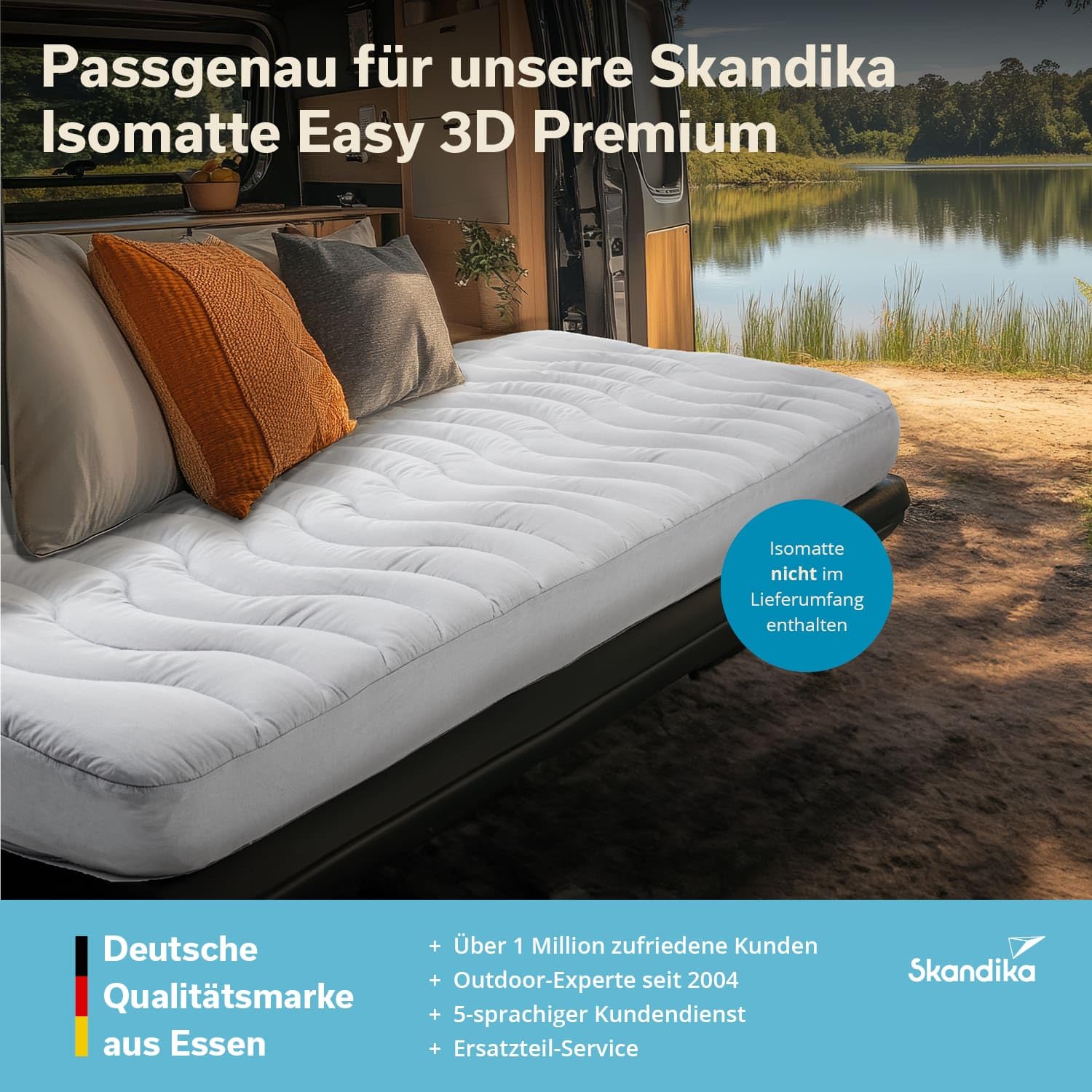Skandika Pokrowiec na karimatę Easy 3D Premium | nakładka na materac, 195 x 80 x 10 cm, wypełnienie poliestrowe, miękka, oddychająca, nadaje się do prania, z zamkiem błyskawicznym, nakładka na materac
