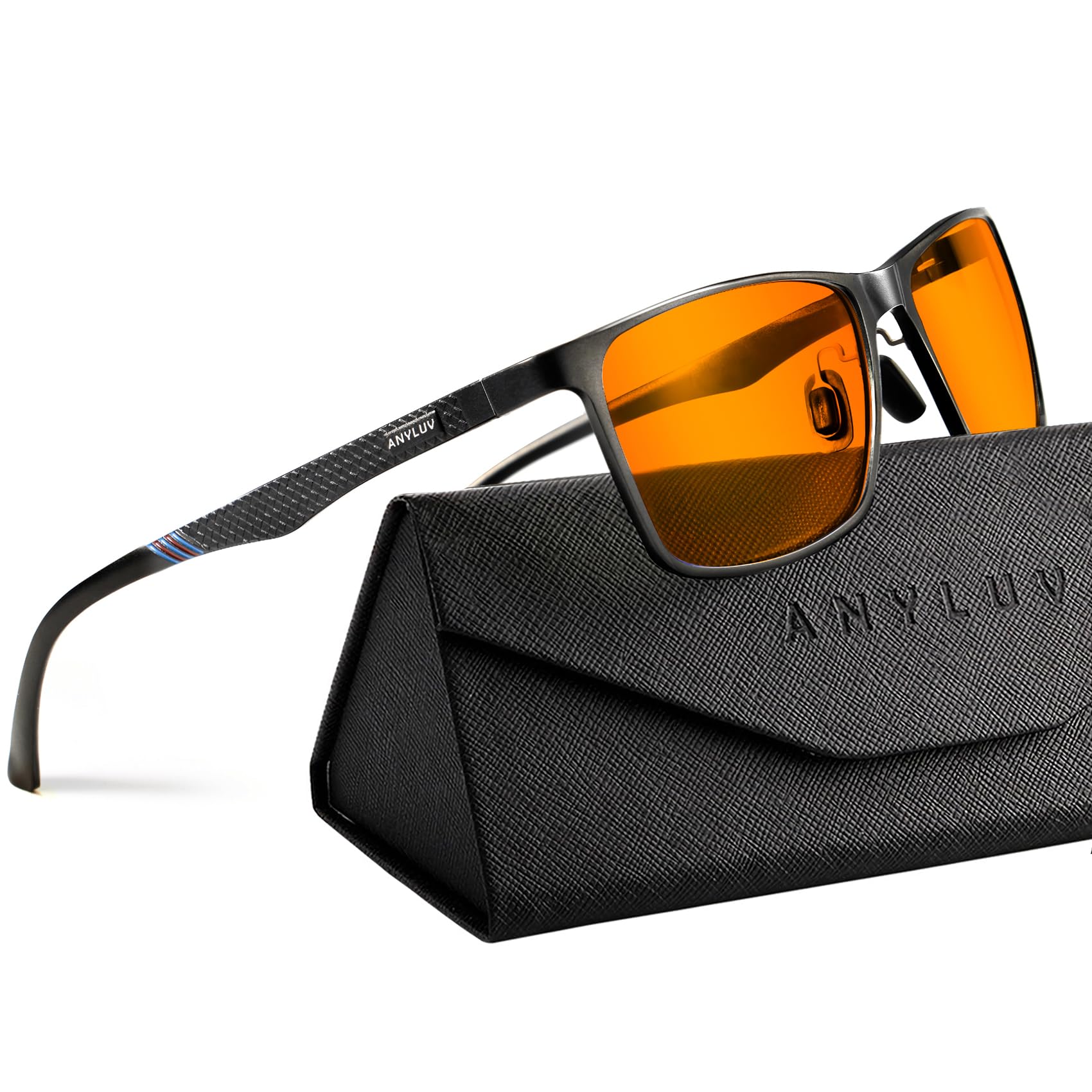 ANYLUV Blue Light Glasses Men, Relieve Eyestrain and Eye Protection, Al-Mg Metal Computer Blue Light Blocking Glasses