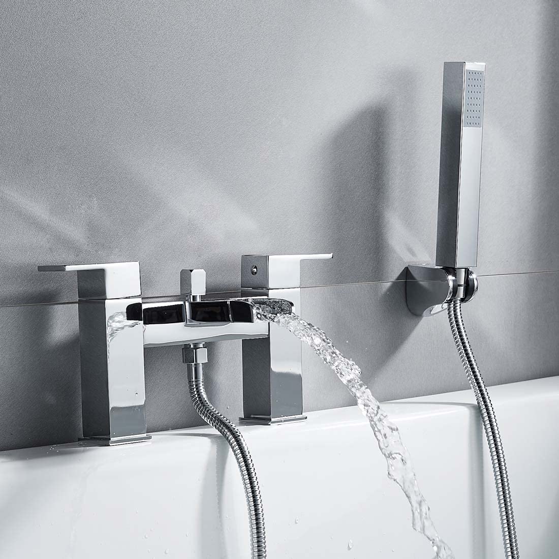 Luckyhome Badewannen-Armatur Mit Dusche & Wasserfall-Effekt – Chrom, Keramik, 100% Bleifrei