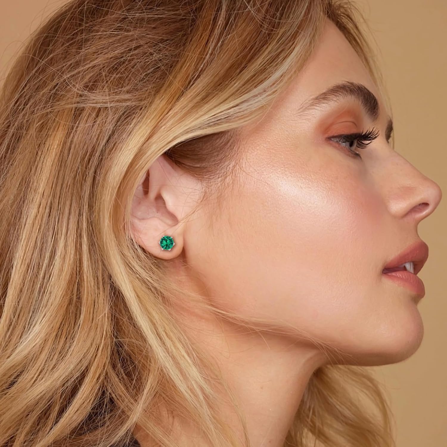 925 Sterling Silver Birthstone Earrings for Women Small Stud Earrings Round/Princess Cut Gemstone Earrings Birthstone Jewelry - Image 2