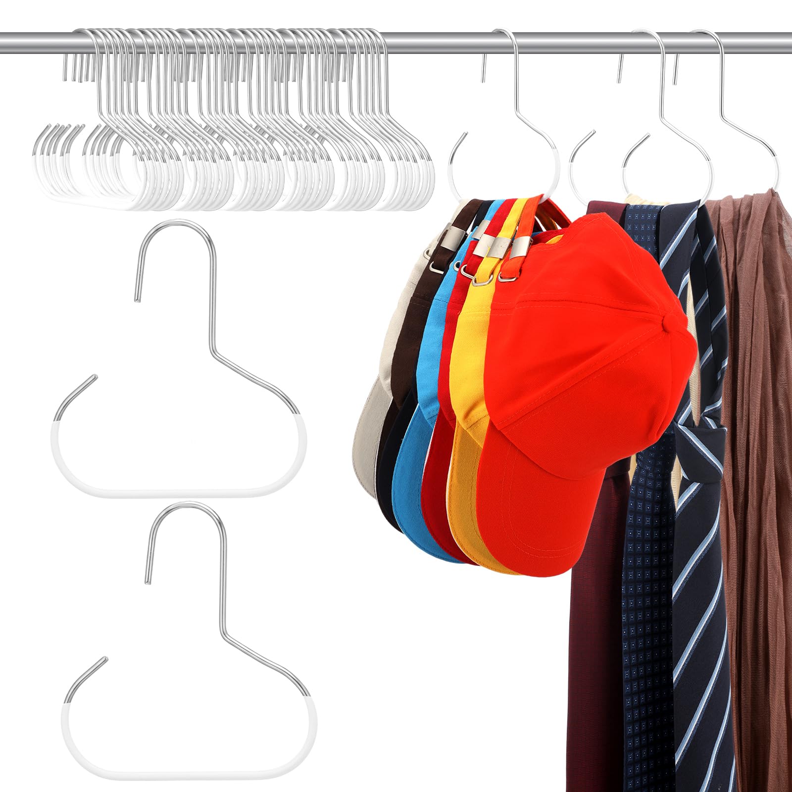 Zonon 12 Pcs Scarf Hangers for Closet Metal Belt Ring Hanger, White