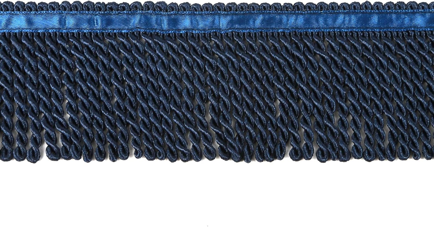 Bullion Fringe Trim and Embellishments 5/10 Yard X 2.5 Inches Fabric Trims Sewing DIY Decoration for Clothes Gold Hebrew Fringes with Blue Ribbon