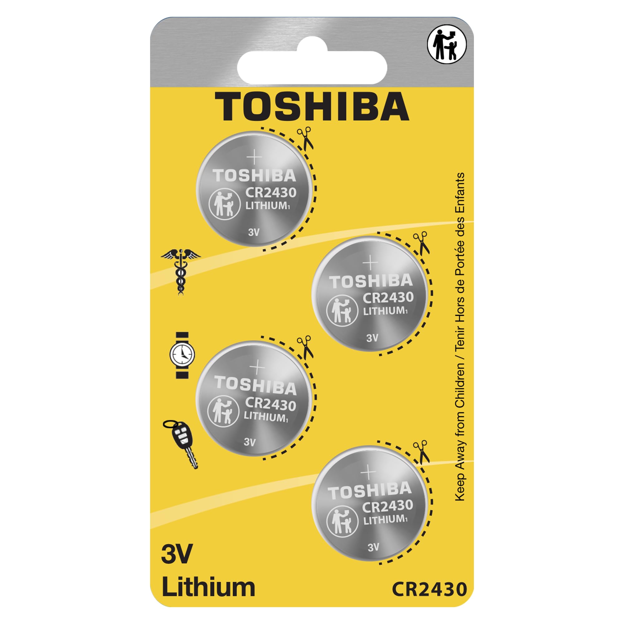 Amazon.com: Toshiba CR2430 Battery 3V Lithium Coin Cell (4