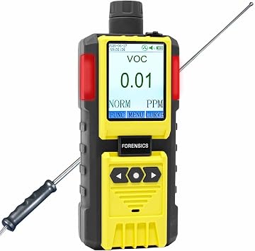 VOC Analyzer by Forensics | 0.01 ppm Sensitive | USA NIST Calibrated & Certificate | 0-10ppm VOC | Built-in Pump & 4ft Probe |