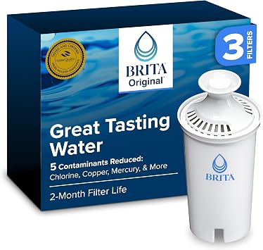 Brita Standard Water Filter for Pitchers and Dispensers, BPA-Free, Reduces Copper, Cadmium and Mercury Impurities, Lasts Two