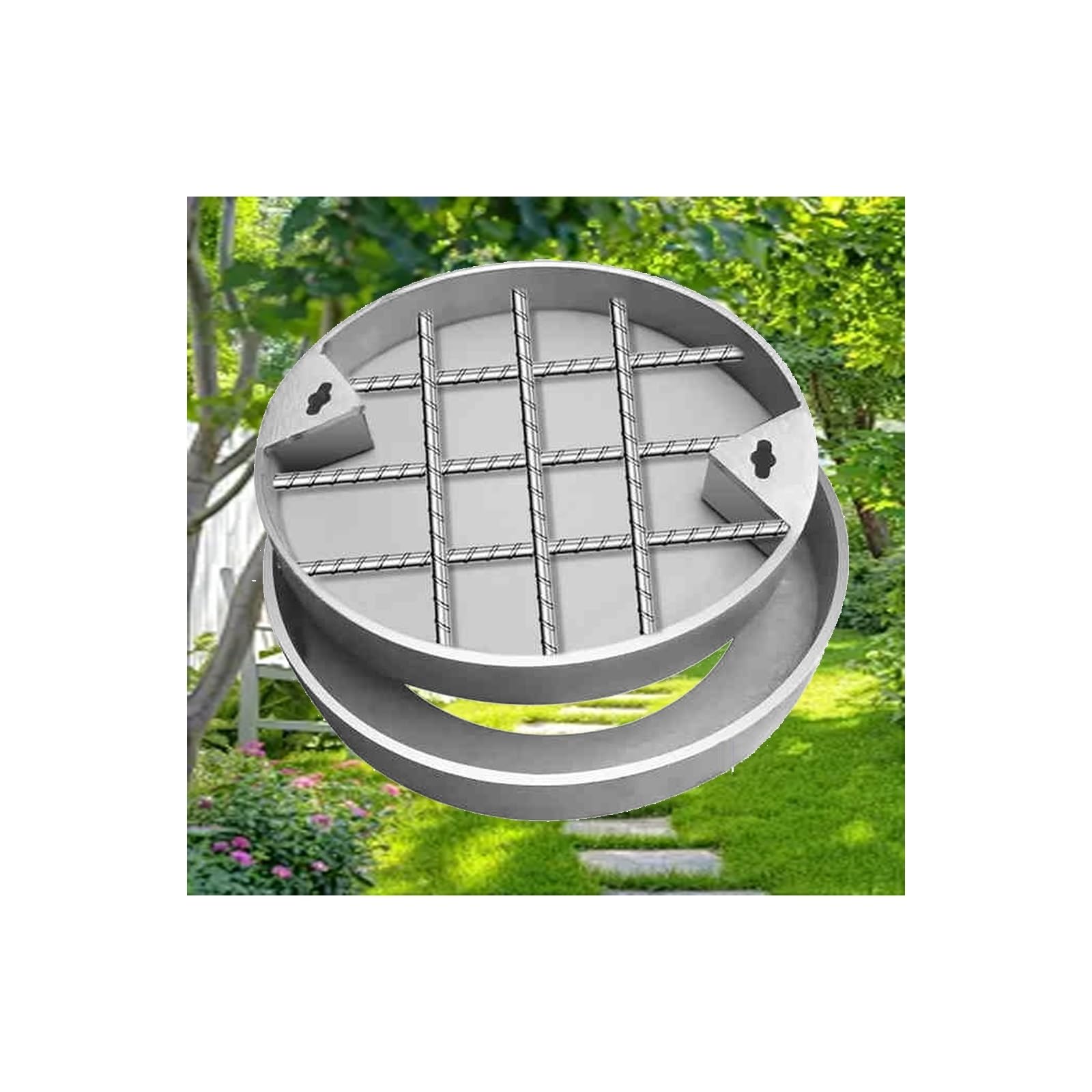 Nviusdsj One Color Manhole Covers, Round Strong And Not Easy To Deform, Invisible Design, Suitable For Multiple Scenarios(50 * 50 * 5Cm/19.6 * 19.6 * 1.96In)