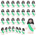 Bememo 25 Pcs Little Jesus Figures Original Design Mini Rubber Jesus Toys to Hide and Seek Religious Party Favors Sunday School Baptism Gifts(Green)