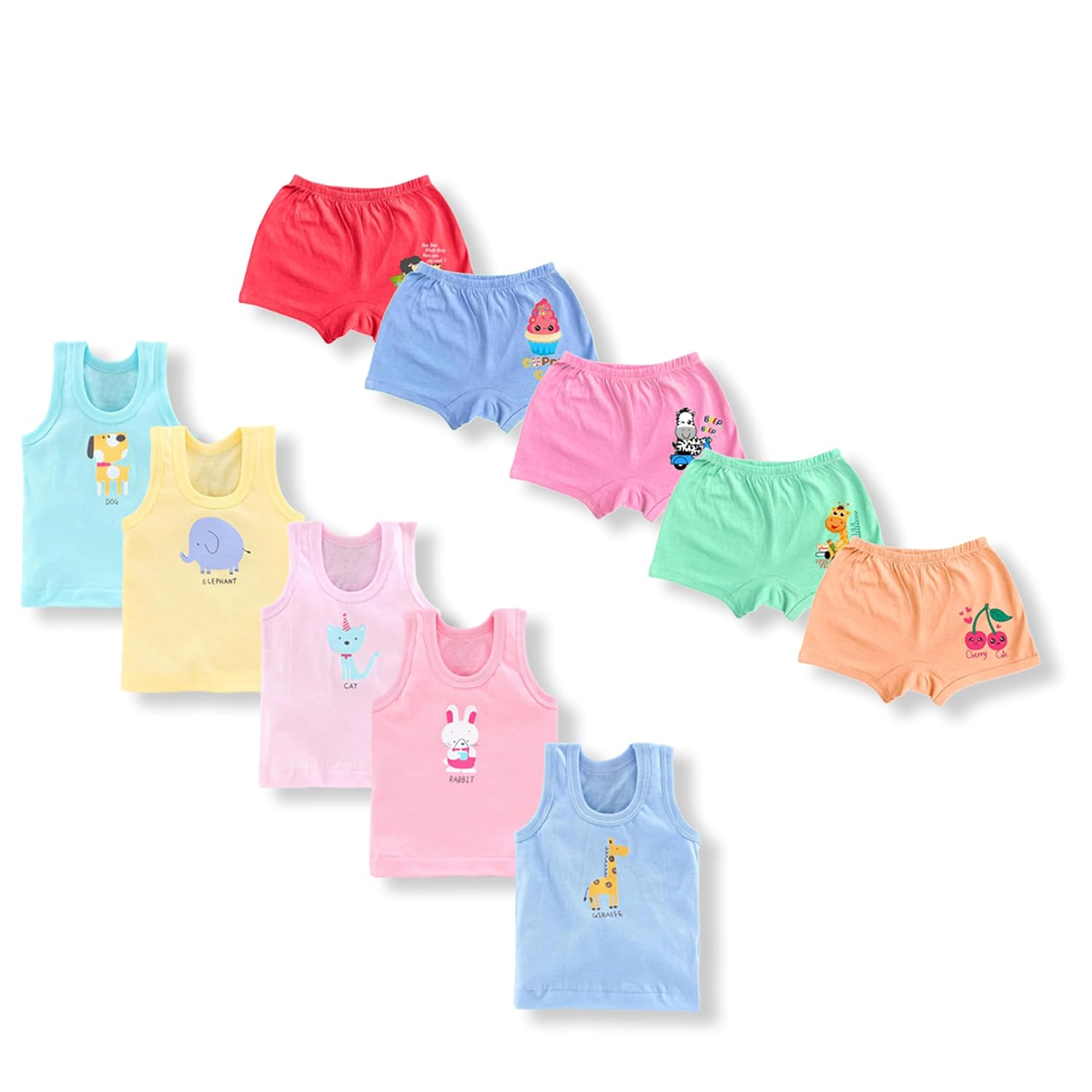 SHAMRIZ Baby Boys Cotton Innerwear Set – Printed Vest & Bloomers | Sleeveless Baniyan, Sando, Ganji & Camisole | Kids Brie...