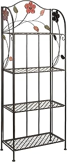 Deco 79 Metal Floral Indoor Outdoor Tall Folding 4 Shelf Bakers Rack, 25