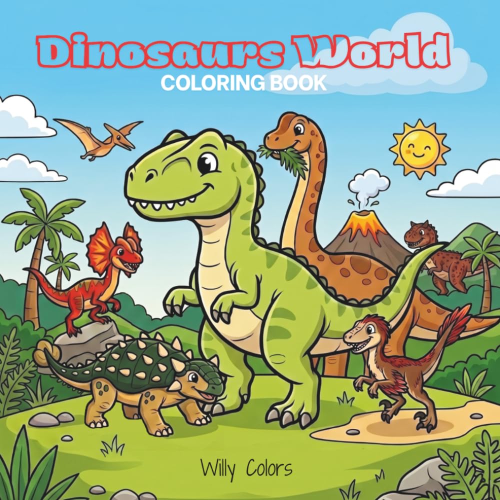 Dinosaurs World: Simple and cute coloring books