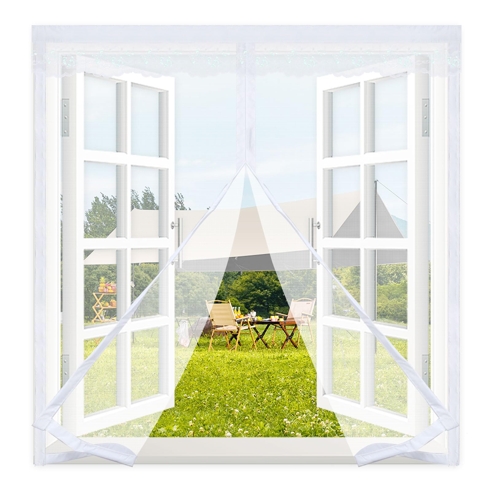 Magnetic Screen Window 150x185cm,Magnet Screen Mesh with Self-Adhesive Tape,Mesh Fly Curtain Mosquito Net for Windows,Window Protector Net to Keep Bugs Out,Magentic Mosquito Net,White