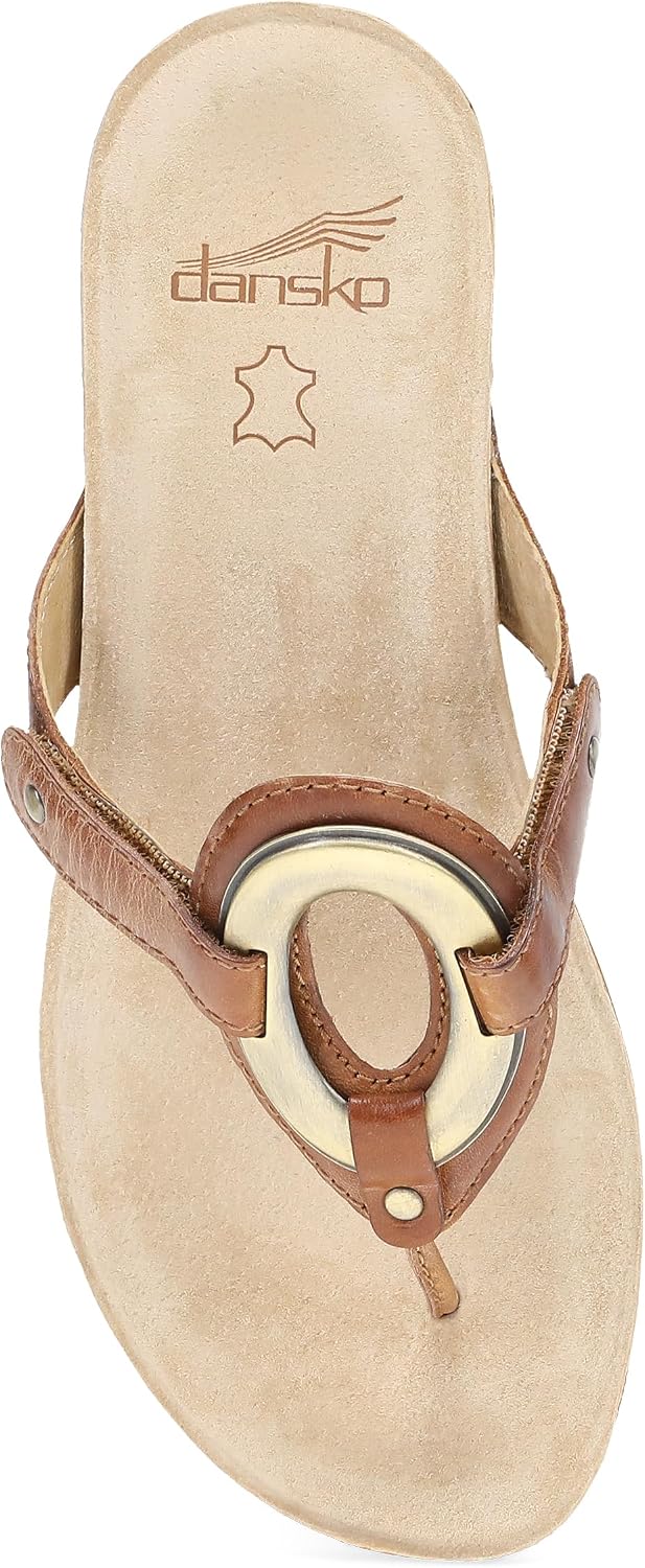 Dansko Rosalia Women’s Thong Sandal – Premium Leather, Cushioned Footbed with Soft Suede Sock Lining, Lightweight Cork Midsole, Double Adjustable Hook-and Loop Straps, Everyday Summer Footwear