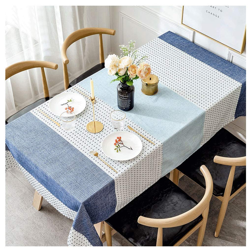 Nappe de table basse style frais bleu en tissu rectangulaire