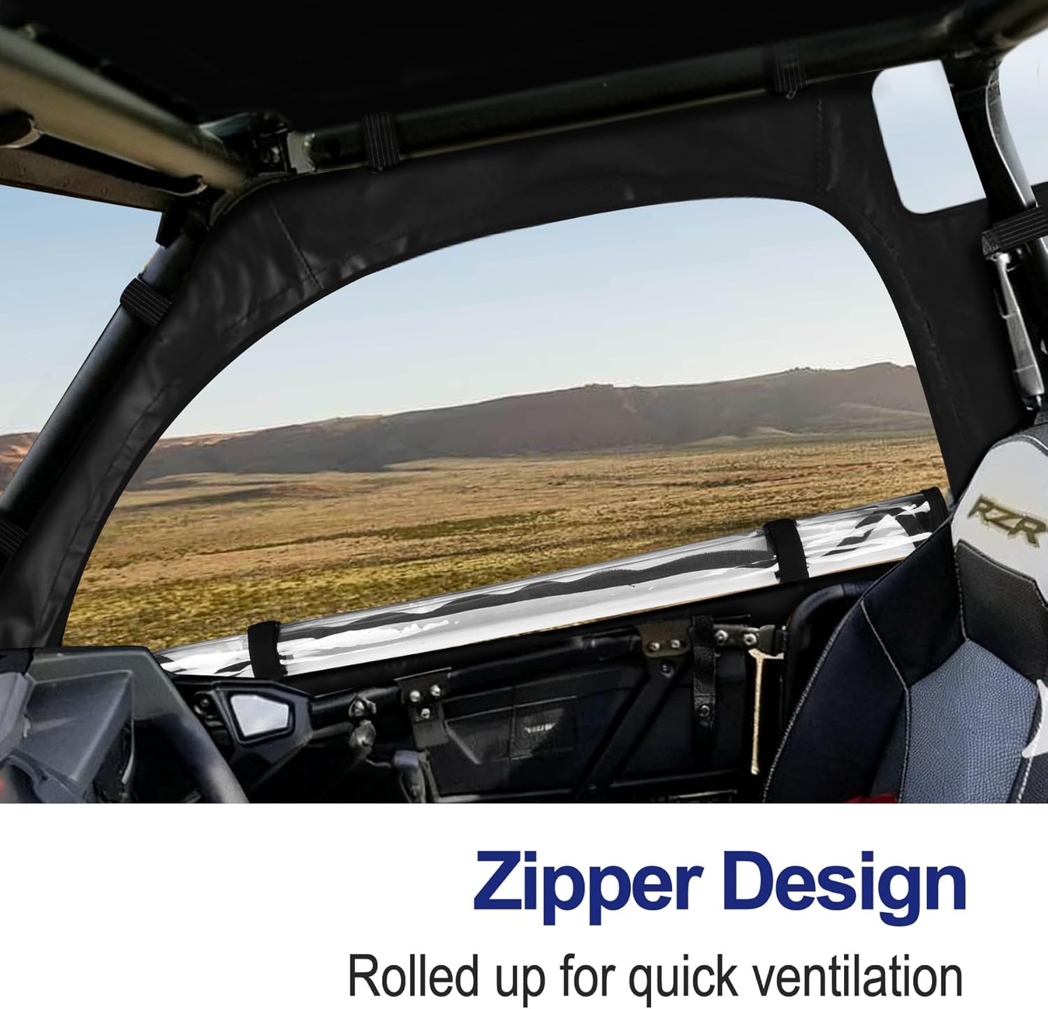 ZIDIYORUO Cab Enclosure Upper Doors for Polaris RZR PRO, Against Cold Wind, Zipper Roller Design, Fit Side Mirrors & Front Windshield, Compatible with RZR PRO XP 4 & 2022-2024 RZR Turbo R 4