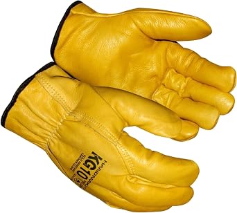KG10 Leather Winter Gloves, Fleece Lined, Durable&Lightweight for Welding, Construction, Outdoor Use_Yellow, L/XL_1ea