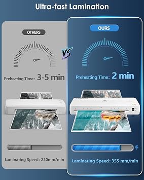 Laminator Machine, A3 Laminating Machine with 15 Laminating Sheets, 13 inch Cold and Thermal Laminator with Paper Cutter and Corner Rounder, 5-in-1 Lamination Machine for Home Office School