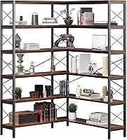 Vista 1 de Estantería de esquina y estanterías industriales de esquina Etagere estantería en forma de L 6 niveles con marco de metal para sala de estar