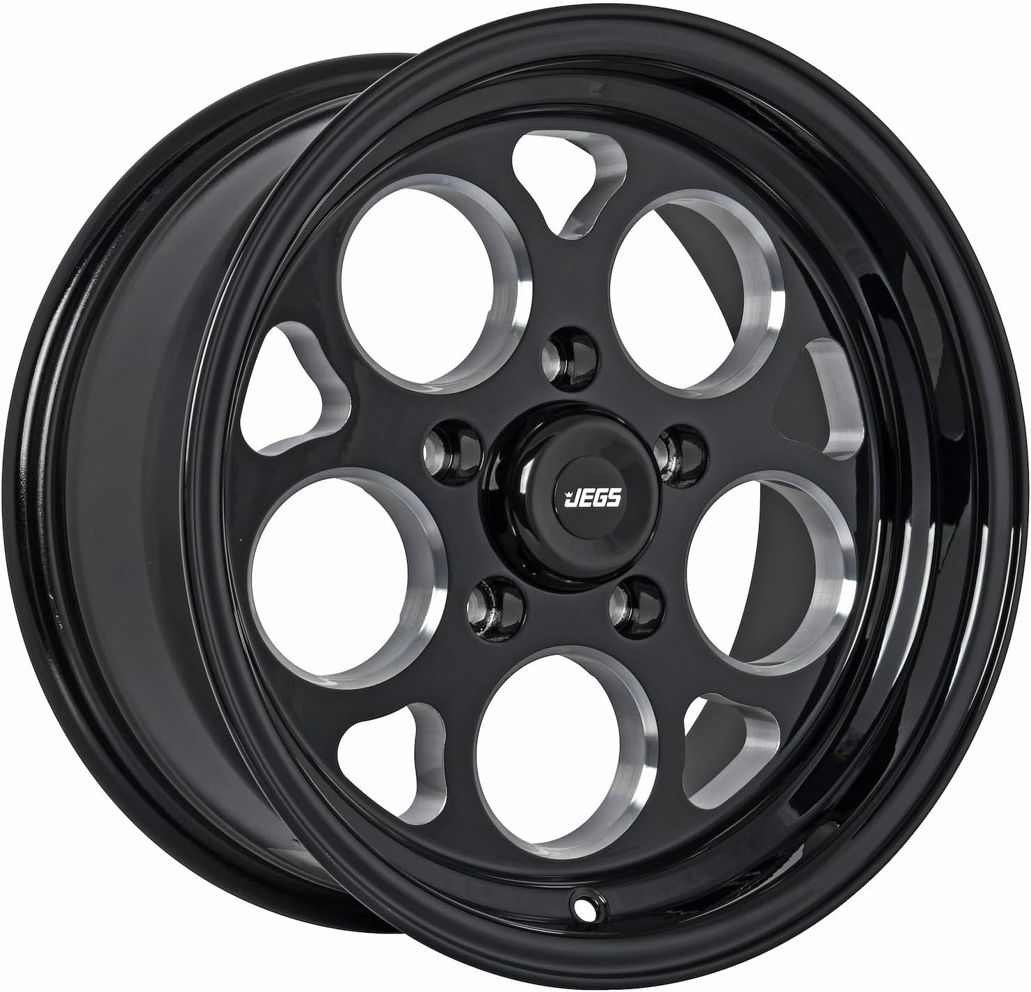 JEGS SSR Mag Wheel 15in.x 7in.| 5 x 4.75in.Wheel Bolt Pattern Spacing | 0 mm Offset | 4in.Backspacing | Black Powdercoated Finish | 3.27in.Center Bore | Includes Center Cap