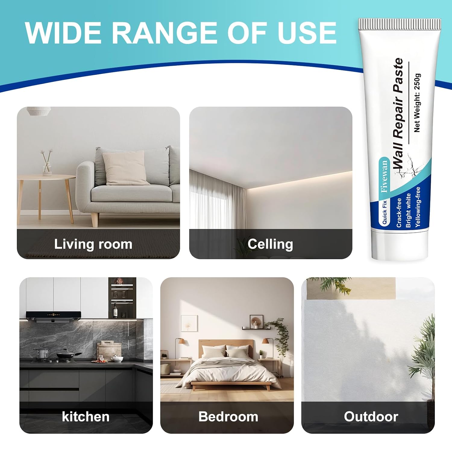 Drywall Repair Kit, Fivewan Wall Mending Agent with Scraper, Wall Patch Repair Kit, Simple Filling of Wall Holes＆Efficient Crack Repair